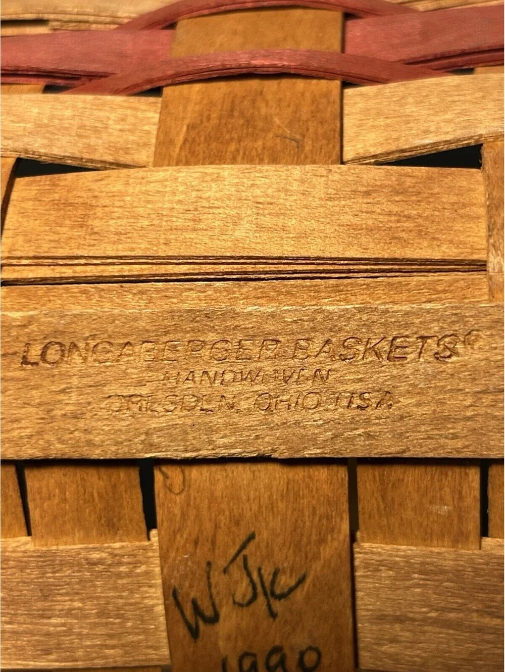 Longaberger 1990 Christmas Gingerbread Basket Signed Plastic Liner, 10x6.5”